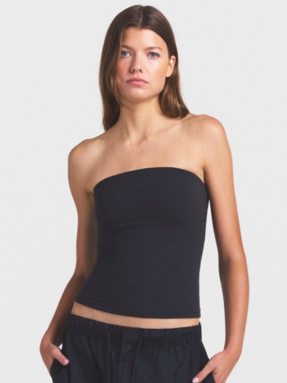 SKIMS Fits Everybody Black Sleeveless Tube Top